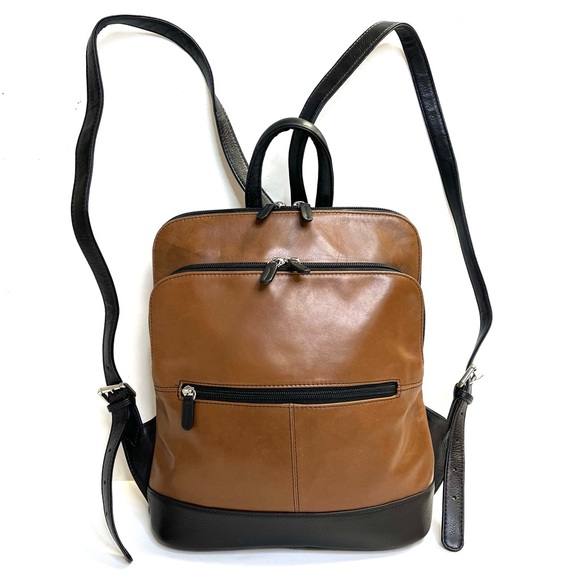 Ili New York Handbags - NWOT Ili New York Leather Backpack in Toffee and Black